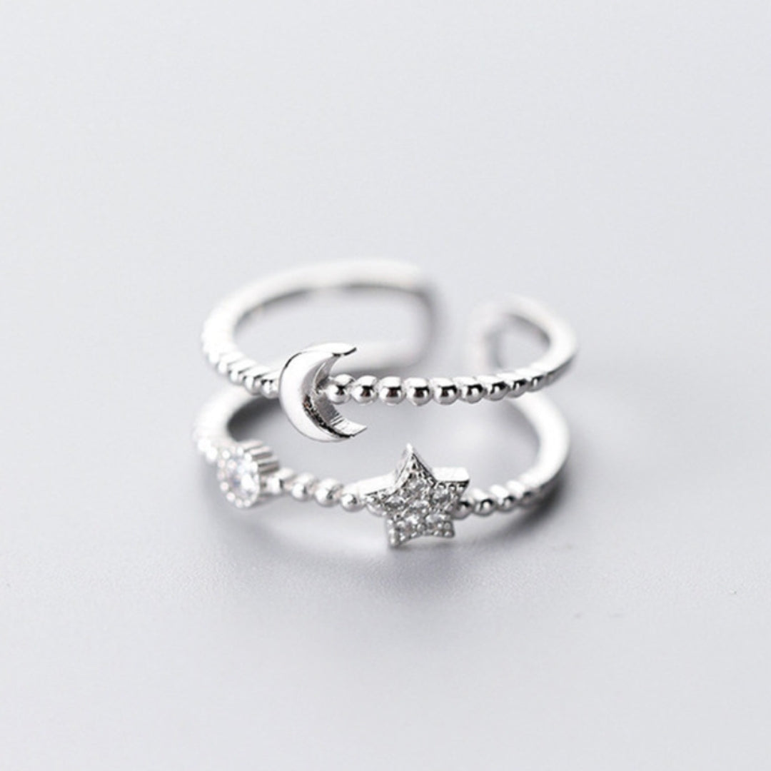 Adjustable Celestial Design Gemstone Ring