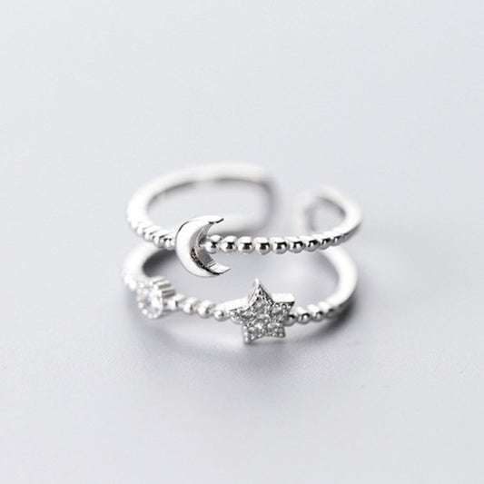Adjustable Celestial Design Gemstone Ring