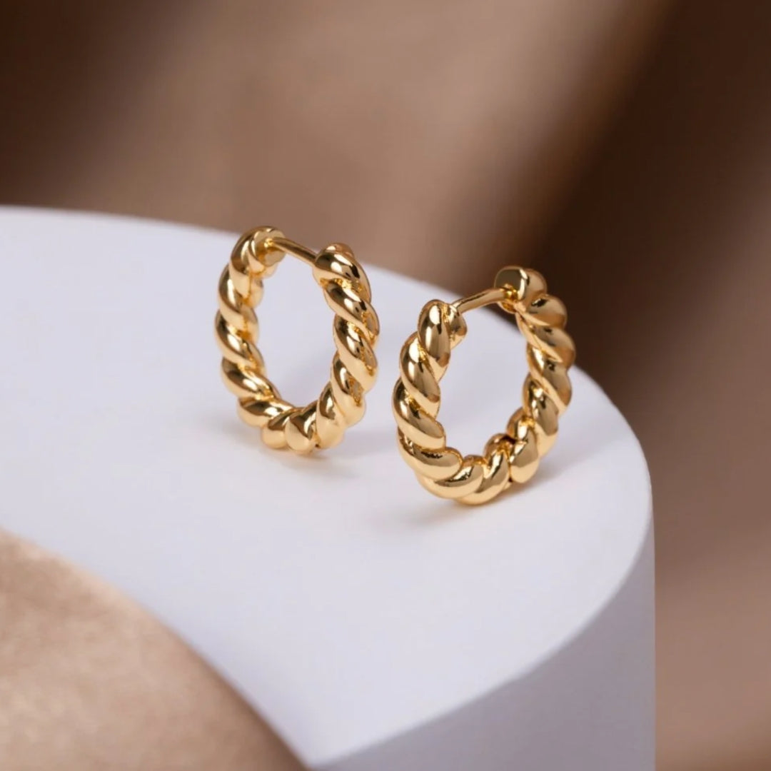 Twisted Rope Polished Hoop Earrings