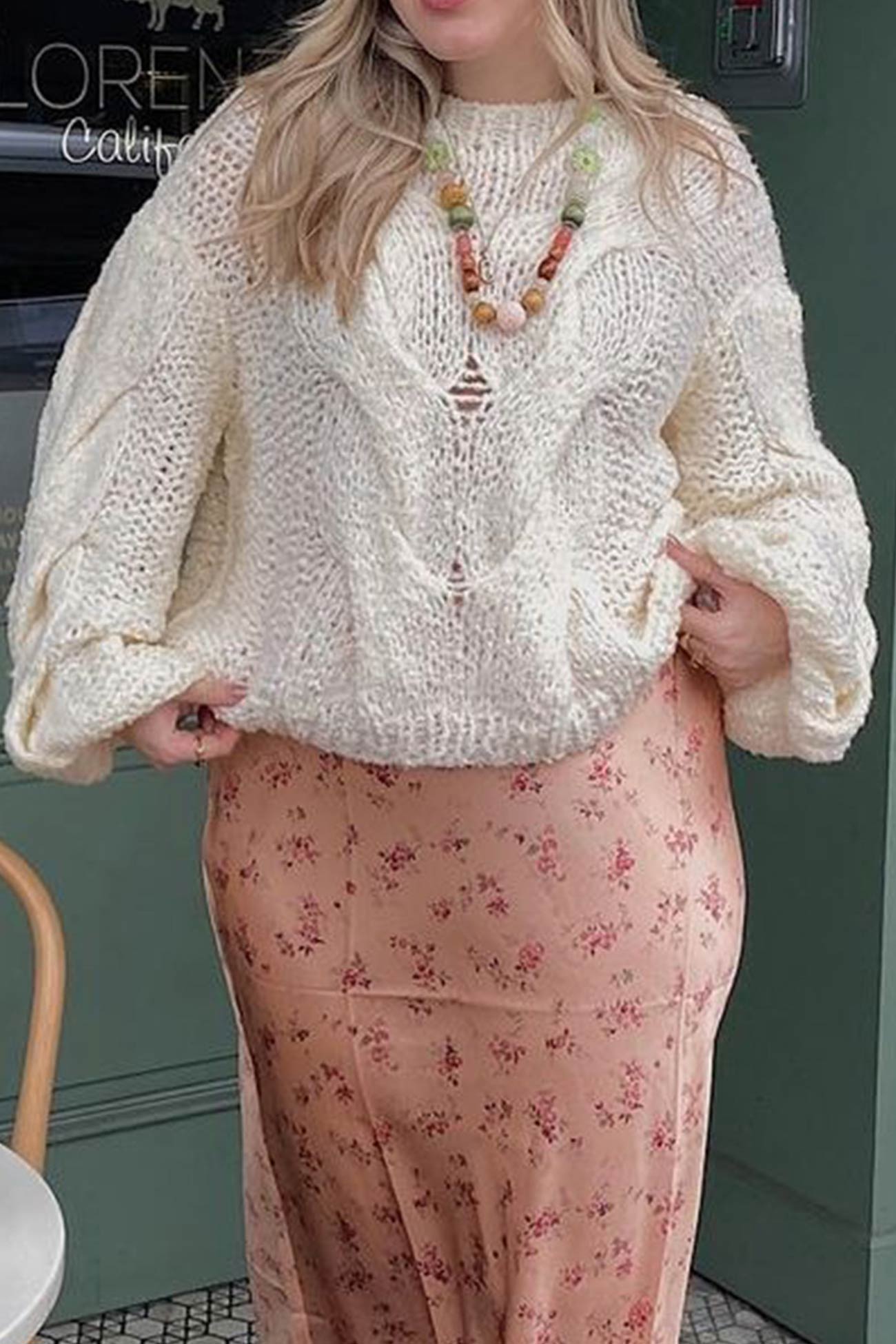 Cable Knit Hollow Out Pullover Sweater