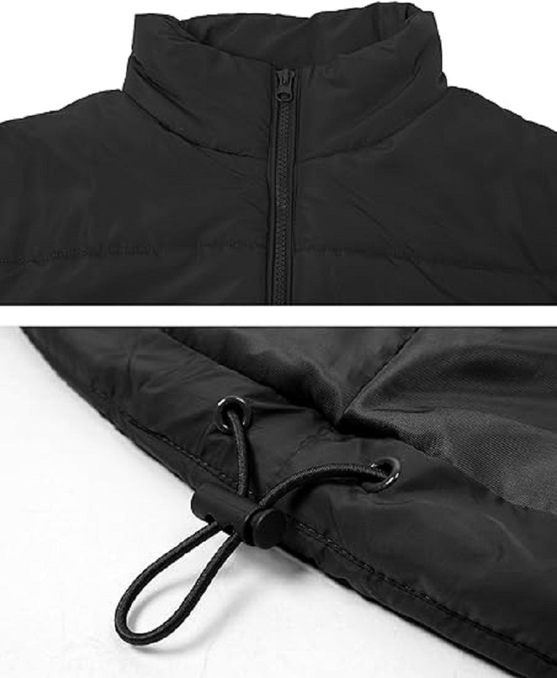 Zipper Pocket Cotton Stand Collar Vest