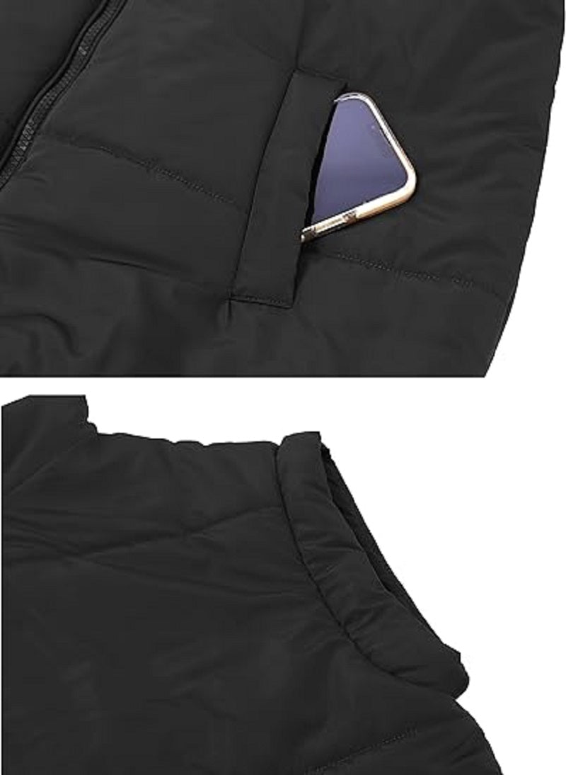 Zipper Pocket Cotton Stand Collar Vest