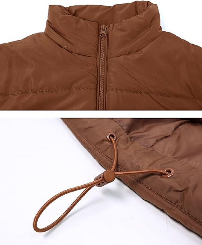 Zipper Pocket Cotton Stand Collar Vest