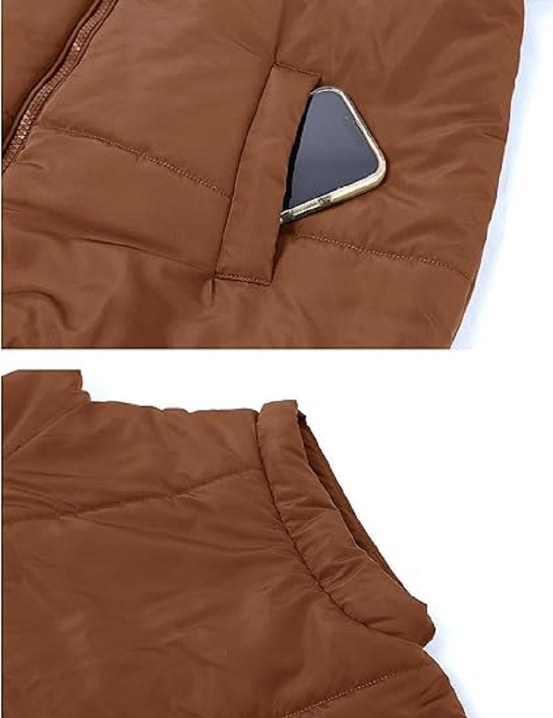 Zipper Pocket Cotton Stand Collar Vest