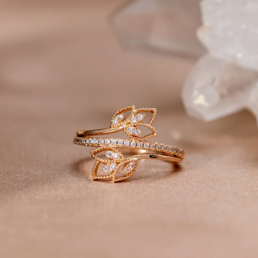Adjustable Leaf Cubic Zirconia Ring