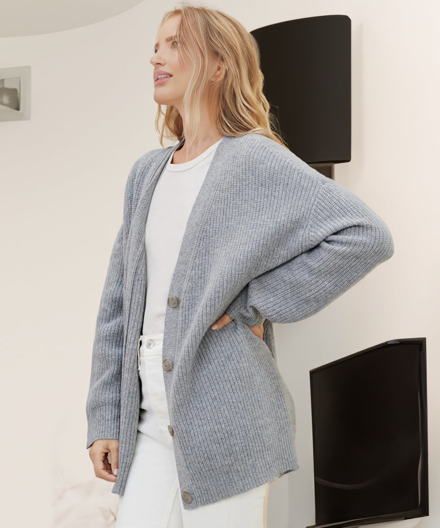 V-neck knitted cardigan for women
