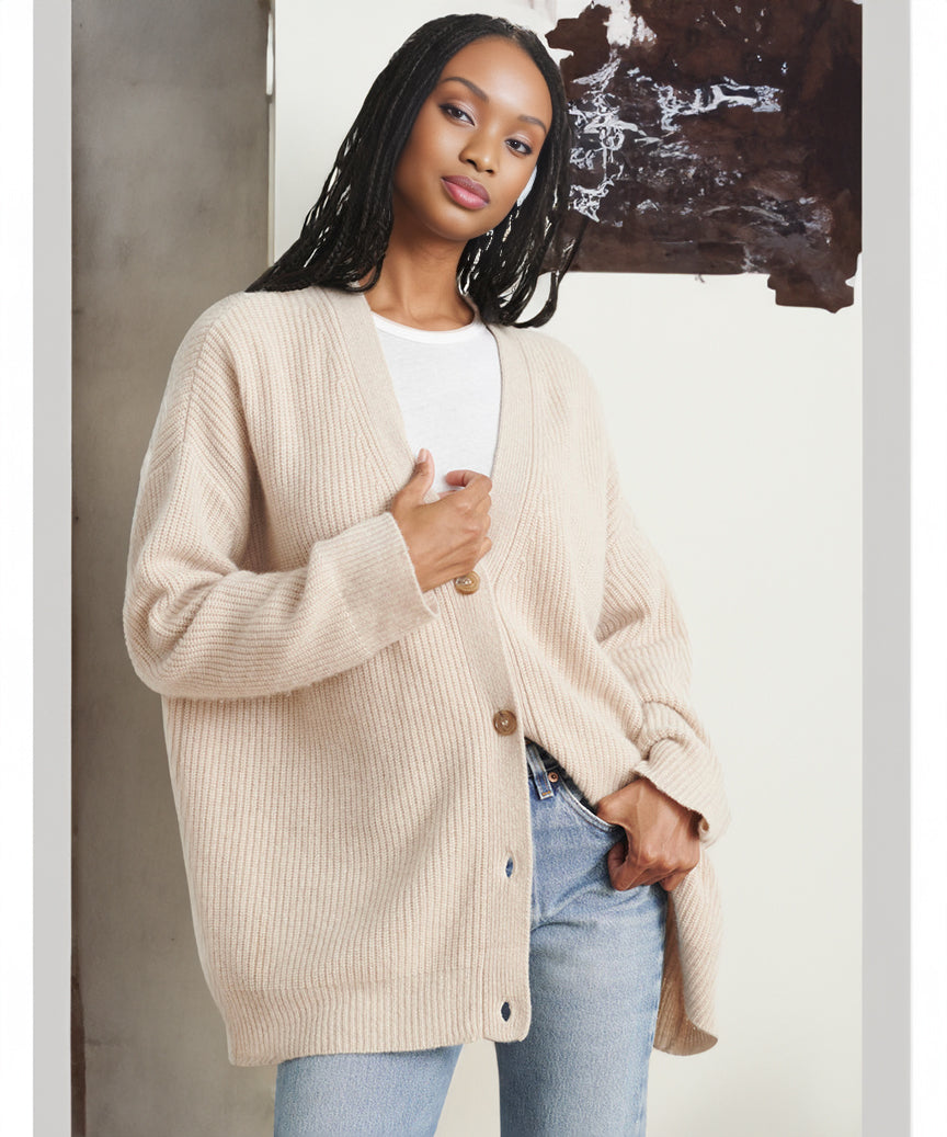 V-neck knitted cardigan for women
