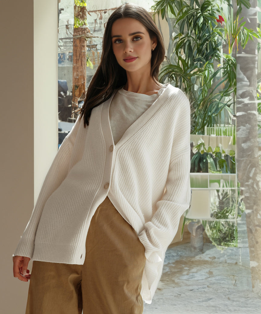 V-neck knitted cardigan for women