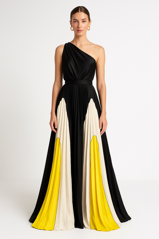 Off-Shoulder Printed Elegant Contrast Dress