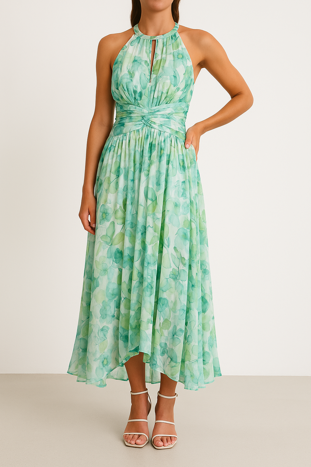 Fashion Dress with Floral Charm