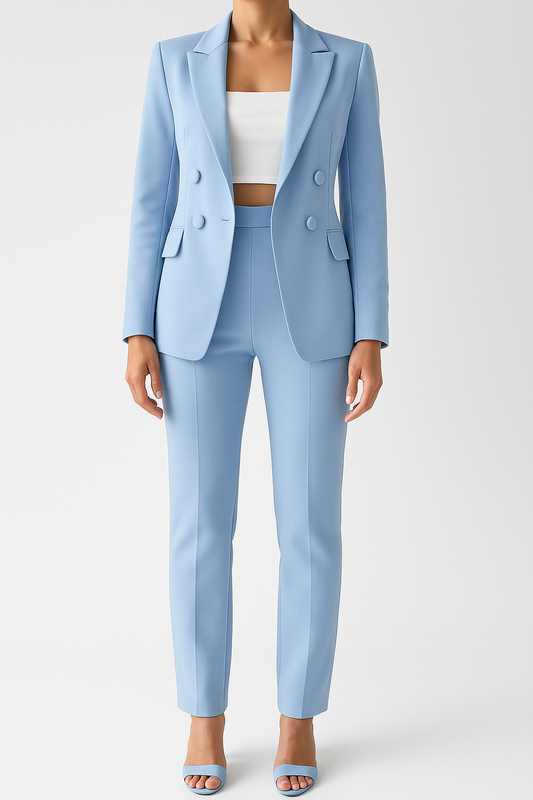 Double-Breasted Sky Blue Suit Blazer Jacket