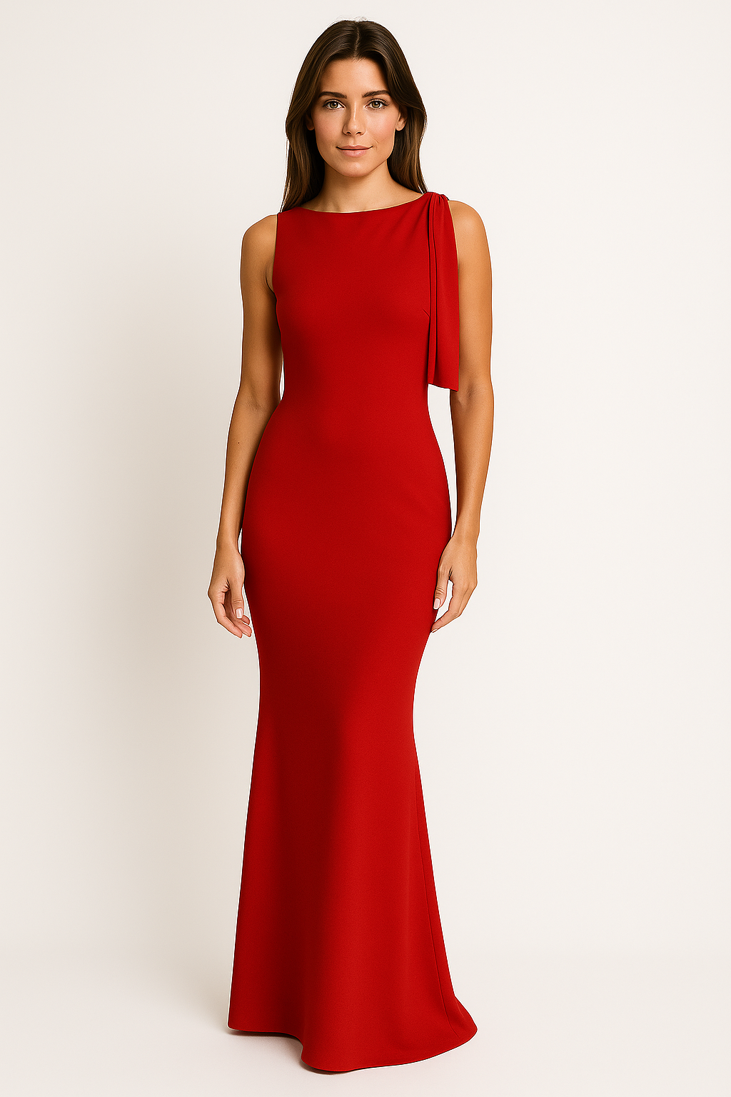 Women’s One-Shoulder Dress – Satin Feel – Slim Fit – Floor-Length Formal Gown