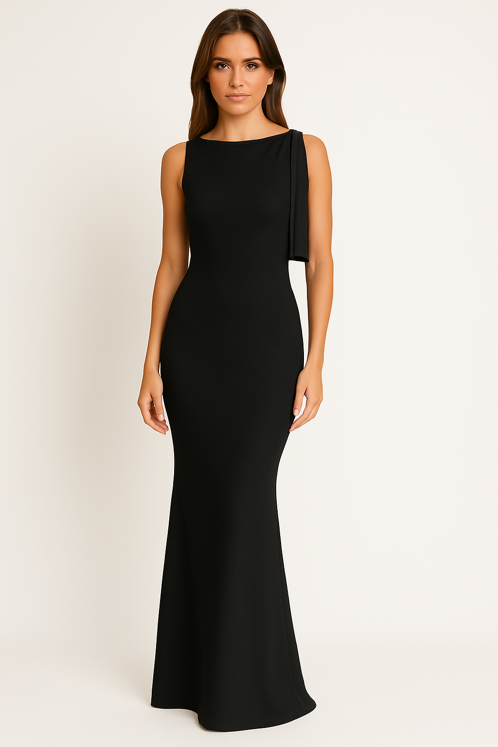 Women’s One-Shoulder Dress – Satin Feel – Slim Fit – Floor-Length Formal Gown