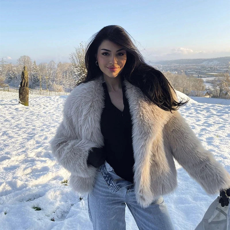 Women's luxury faux fur winter coat
