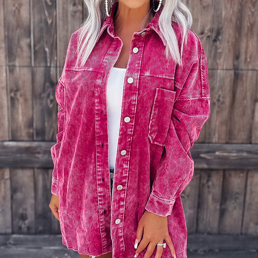 Women's retro corduroy shirt jacket