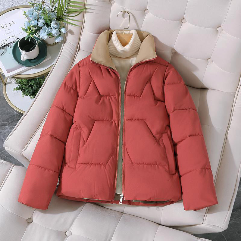 Women's autumn winter short stand collar coat