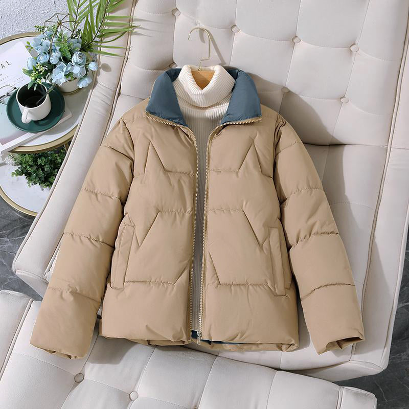 Women's autumn winter short stand collar coat