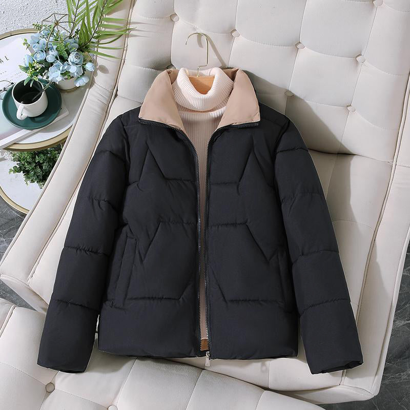 Women's autumn winter short stand collar coat