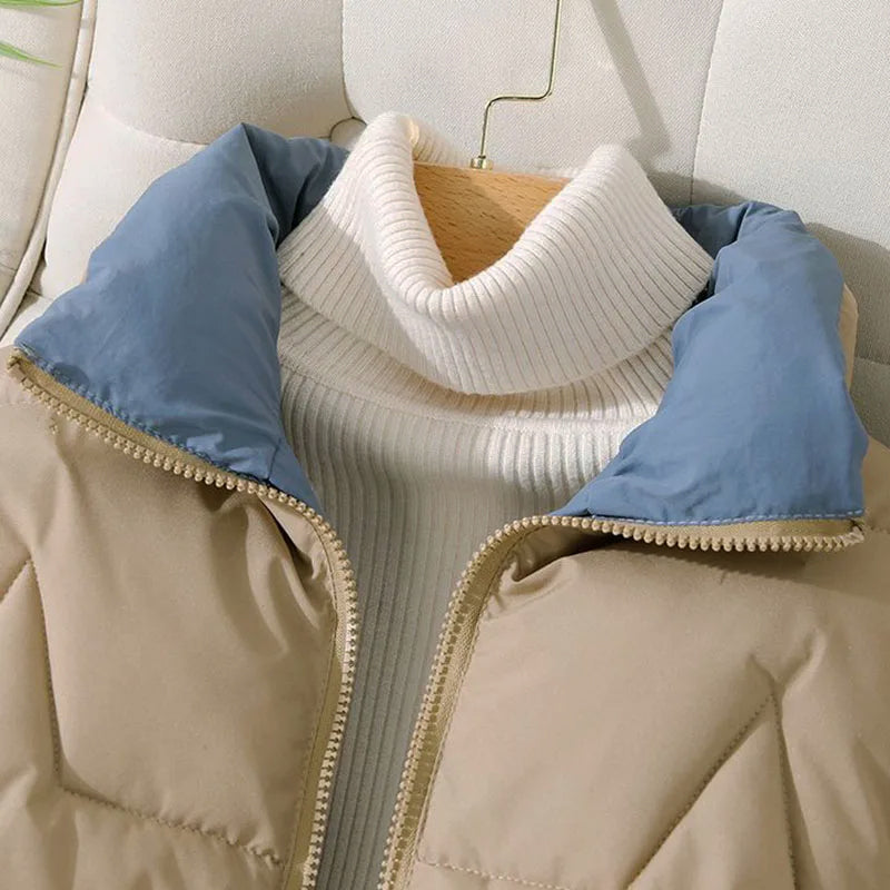 Women's autumn winter short stand collar coat