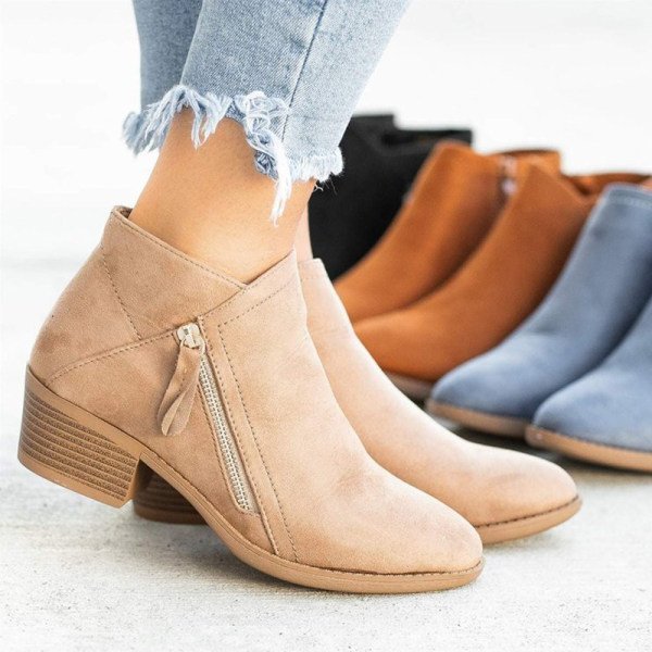 Women's double-side zipper short boots