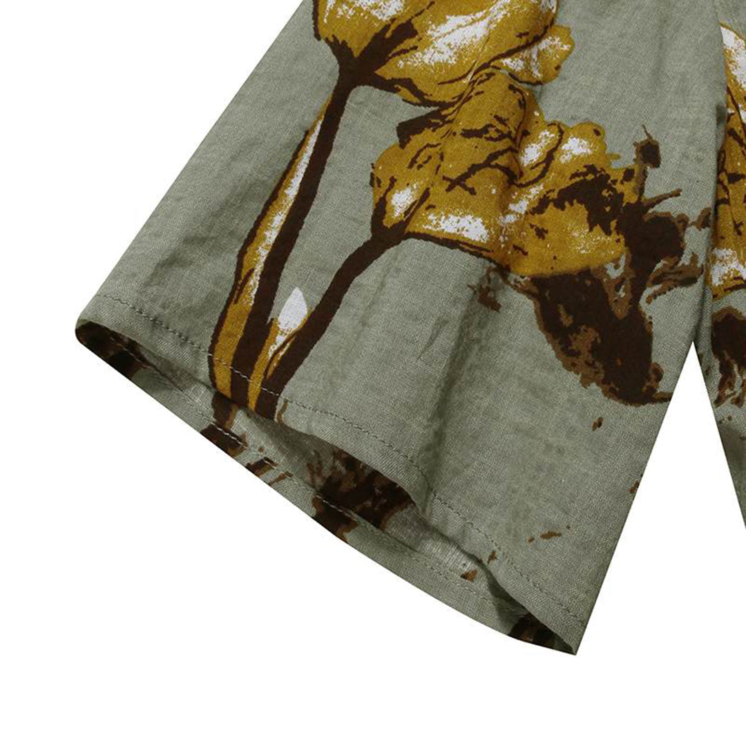 Women's Maxi Dress - Flowy Loose Fit - Short Sleeve Elegant Floral Print