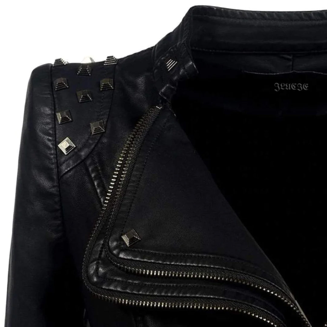 Women's rivet leather jacket
