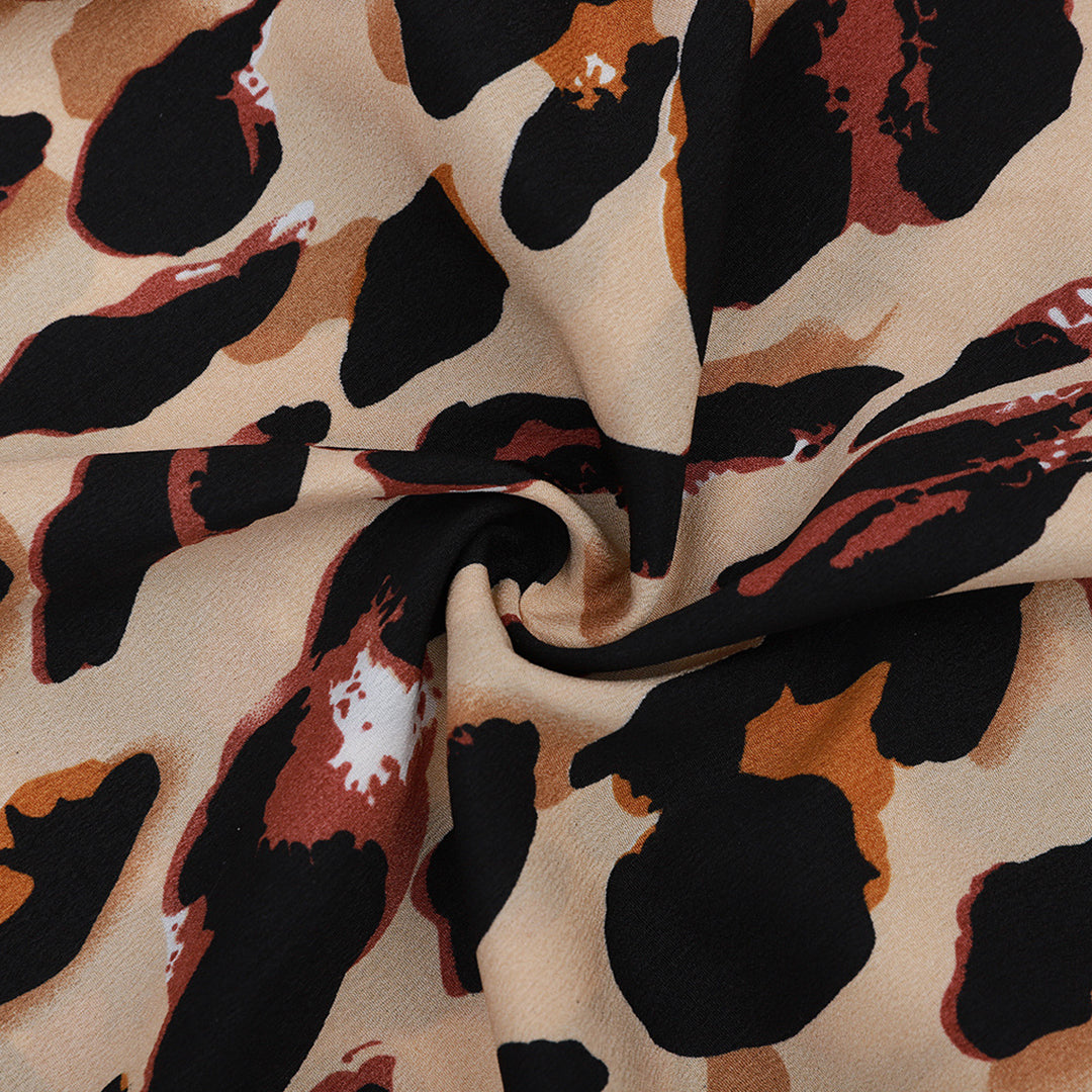 Leopard print high waist ripped slit skirt for women