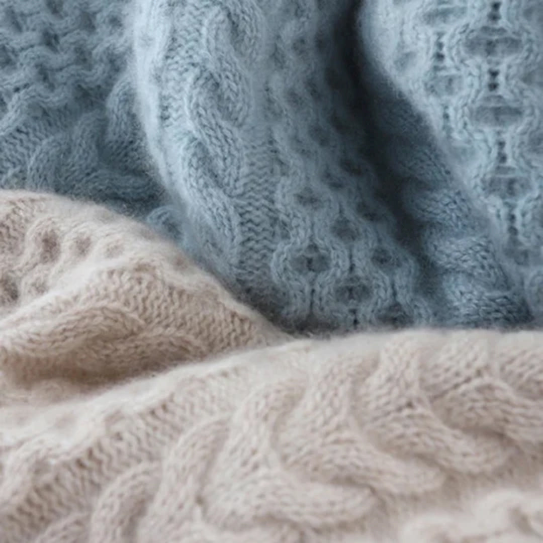 Cable Knit High Collar Loose Pullover Sweater