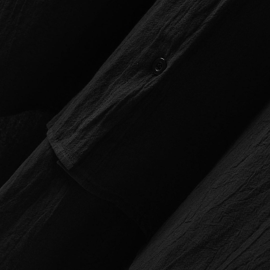 Linen Oversized Button-Up Long Sleeve Shirt