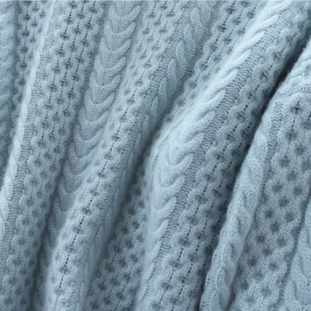 Cable Knit High Collar Loose Pullover Sweater