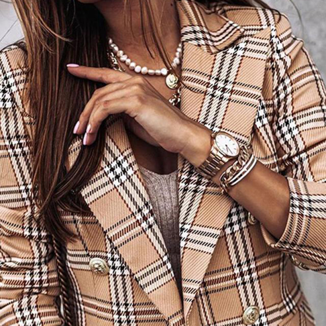 Women's casual checked blazer