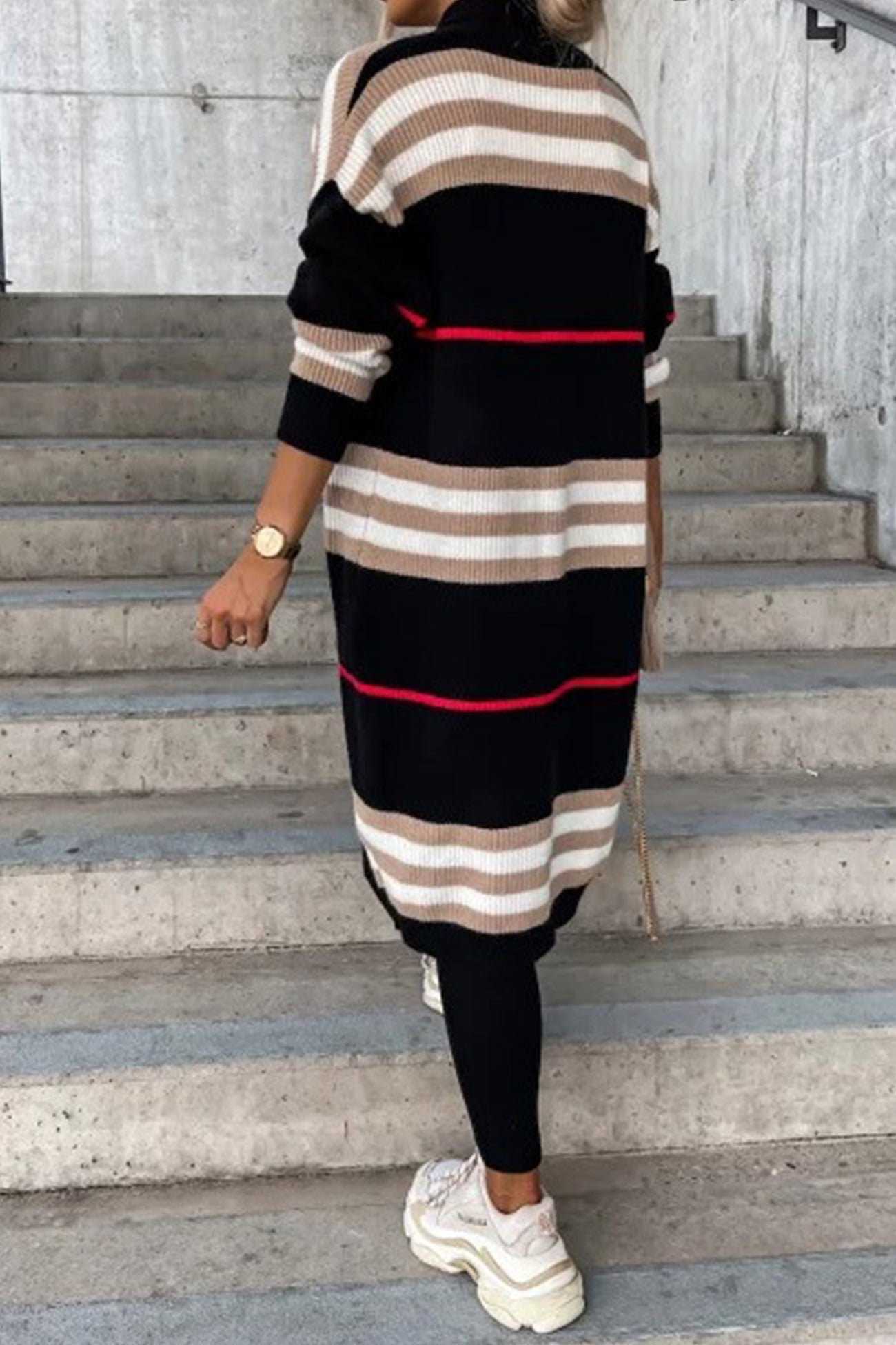 Women's striped open front cardigan