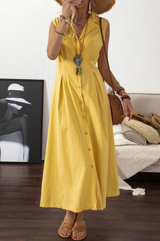 Flowy Elegant Button-Down Midi Dress