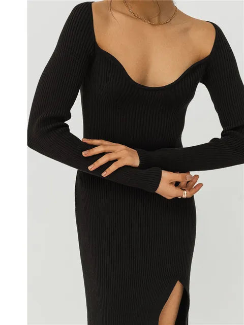 Split Knitted Over-Knee Dress