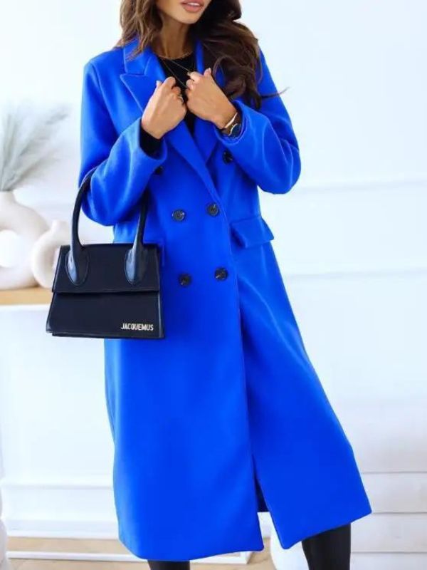 Women's double-breasted autumn winter coat with lapel