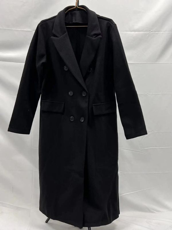 Women's double-breasted autumn winter coat with lapel