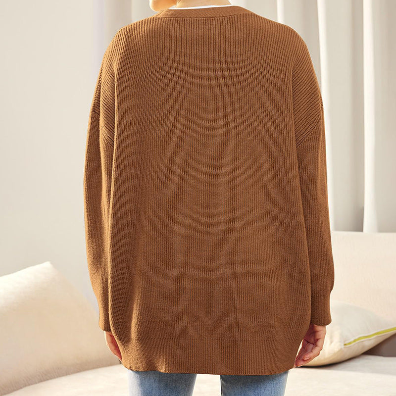 Women's v-neck button-down thin knitted cocoon cardigan