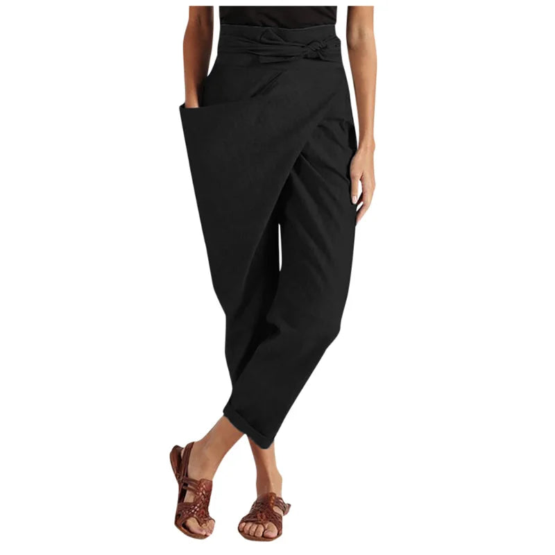 Asymmetrical High-Waisted Loose Fit Trousers