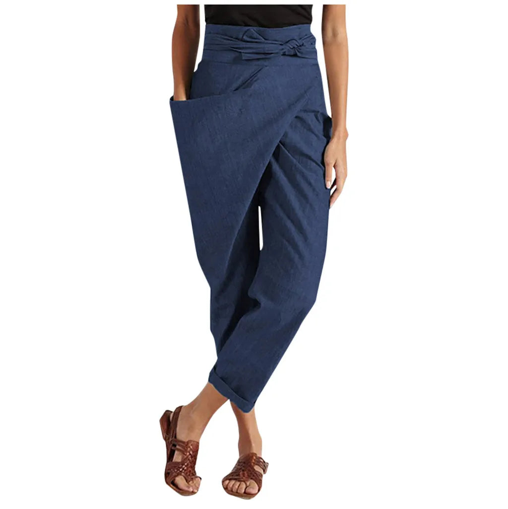 Asymmetrical High-Waisted Loose Fit Trousers