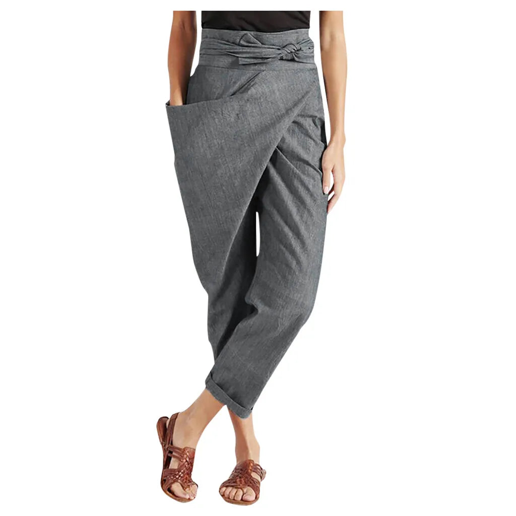 Asymmetrical High-Waisted Loose Fit Trousers