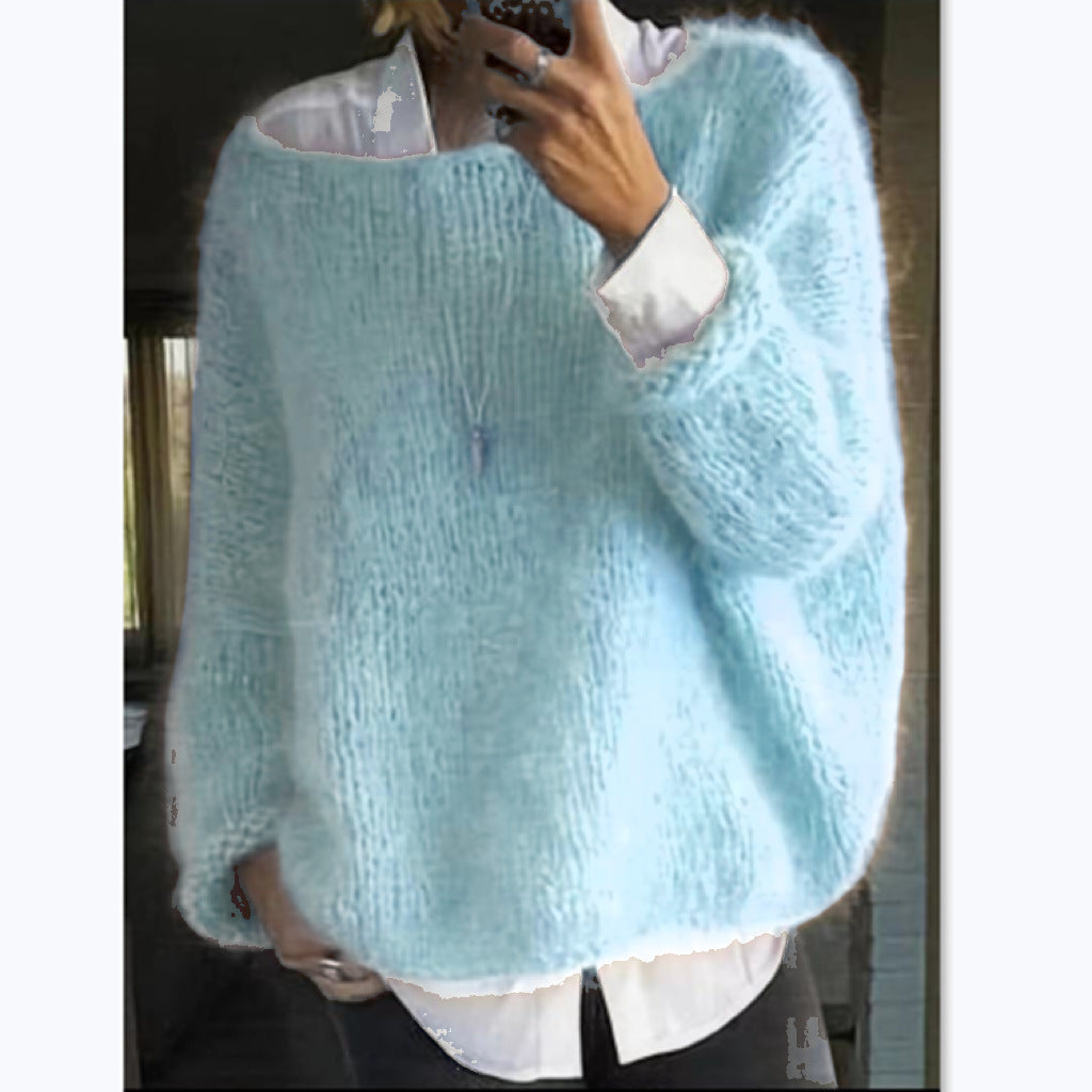 Women's fuzzy off-shoulder oversized sweater