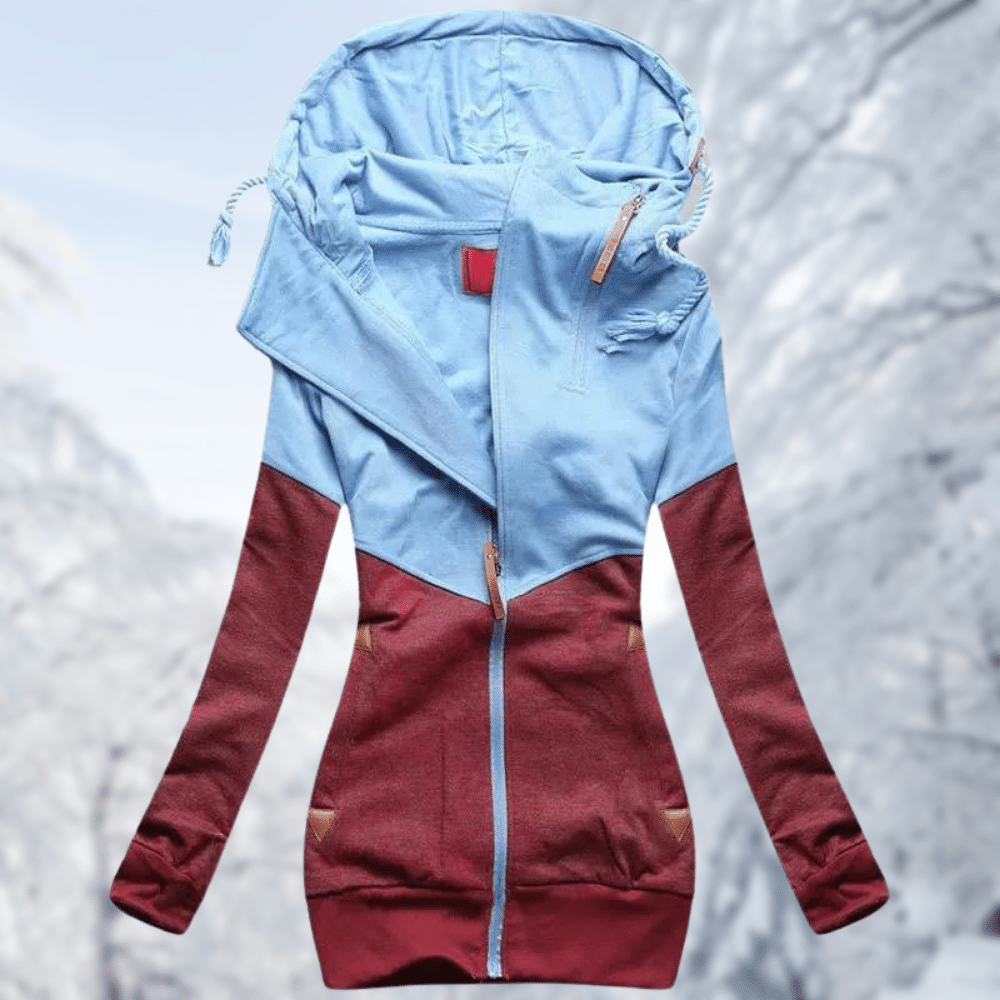 Women's zipper hooded sweatshirt