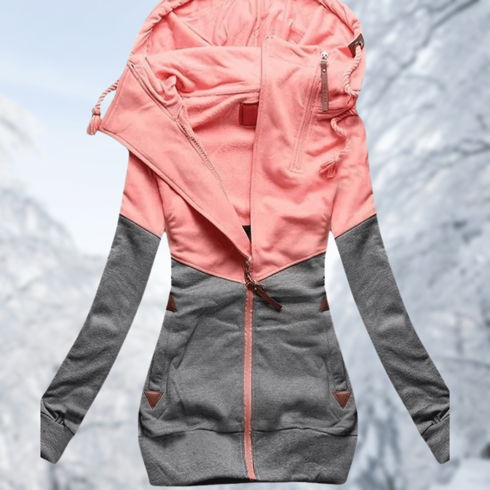 Women's zipper hooded sweatshirt