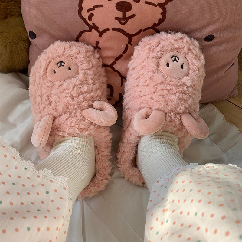 Women's cozy animal plush slippers