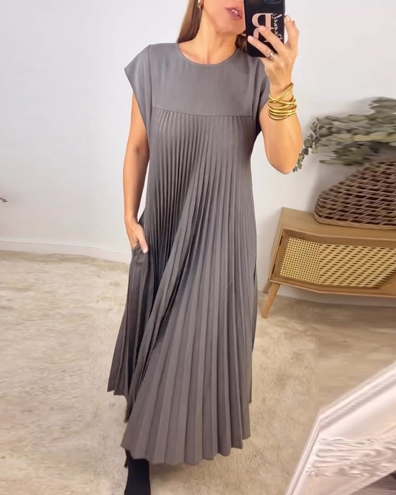 Sleeveless Pleated Dress for Women