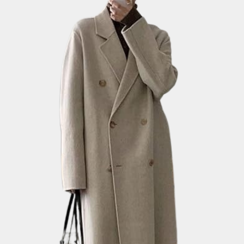 Women’s Overcoat - Double-Breasted - Belted Waist - Full Length - Notched Lapel