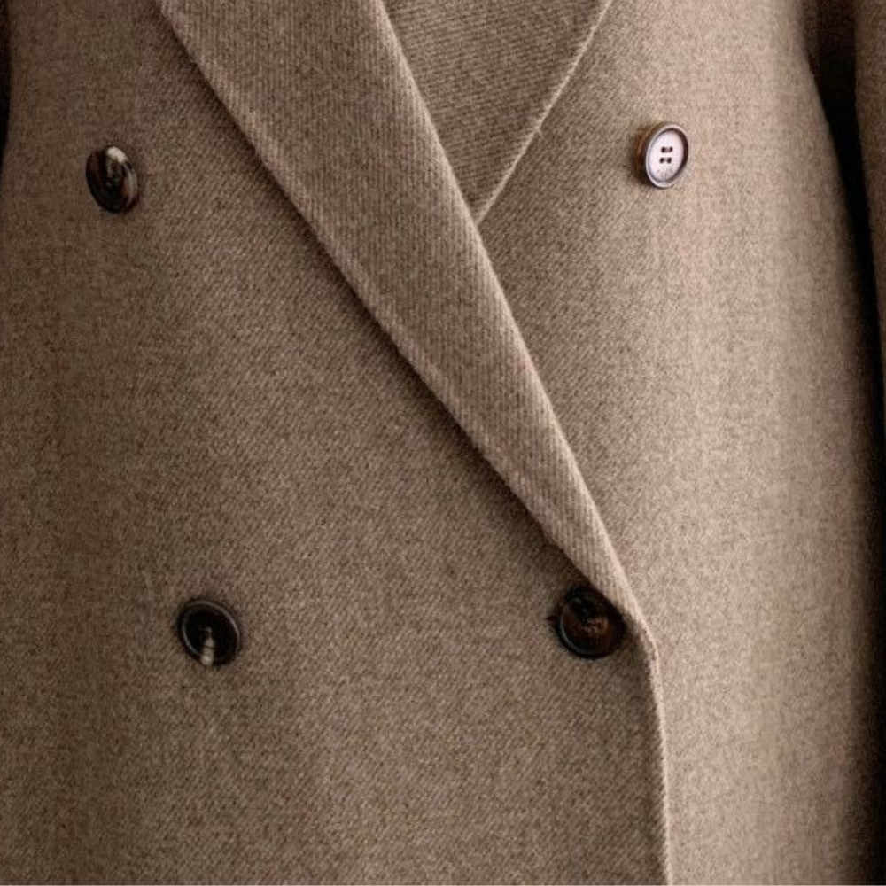 Women’s Overcoat - Double-Breasted - Belted Waist - Full Length - Notched Lapel