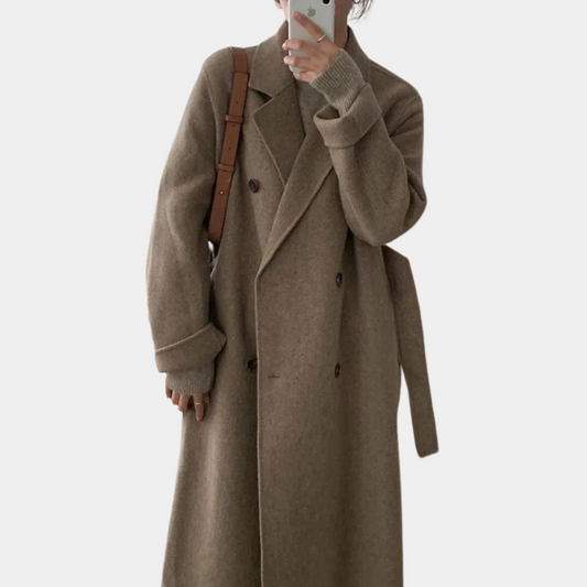 Belted Double-Breasted Full Length Overcoat