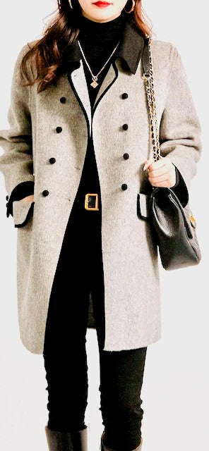 Women's autumn winter contrast coat