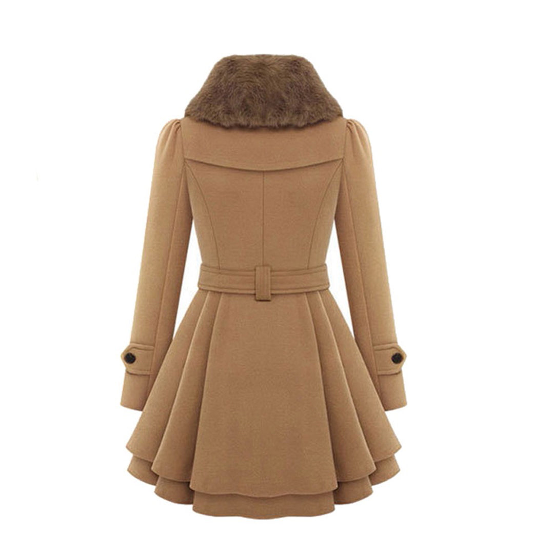 Women's plus-size slim medium-length woolen coat
